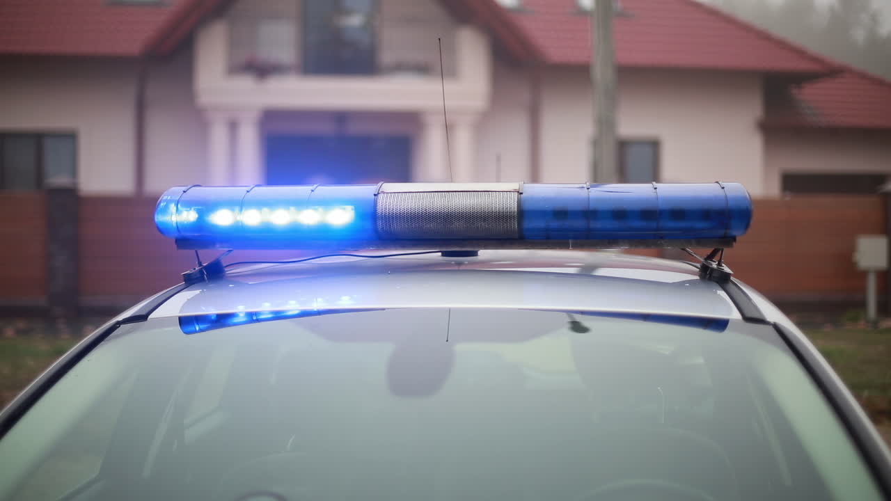 coche de policía con luces de emergencia