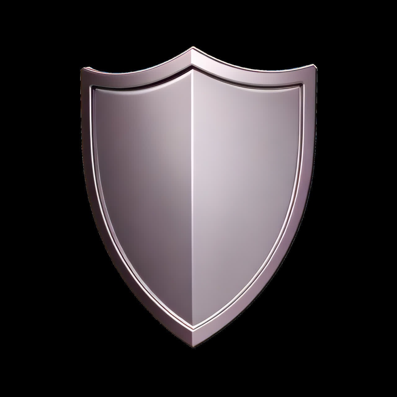 Metallic shield security emblem animation isolated asset, transparent 4K video, alpha channel