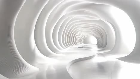 a white tunnel with a light at the end of it