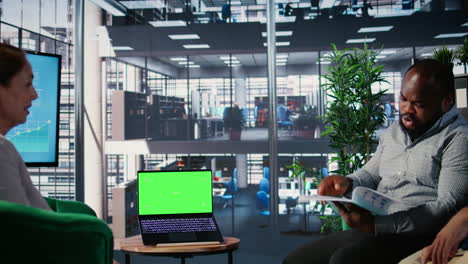 vertical video empowered business ceos discussing financial strategy with green screen