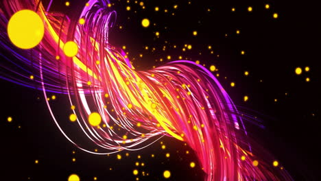 animation of yellow spots over neon pink trails