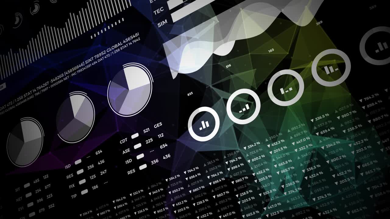 Data and report statistics, animation with graph diagrams.