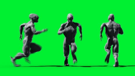 scary monster animation. phisical, motion, blur. realistic 4k animation. green screen