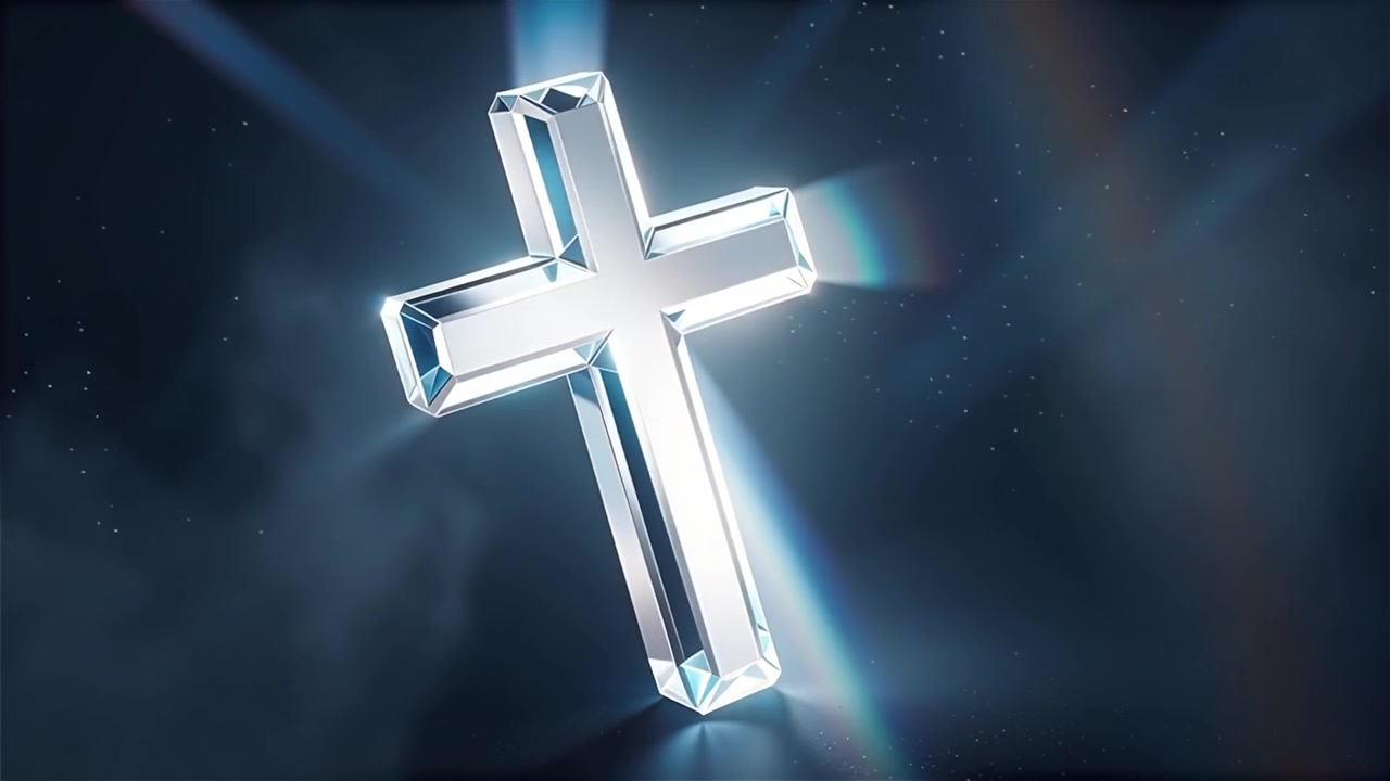 Croce Cristiana Luce Celestiale Sfondo per il Culto.