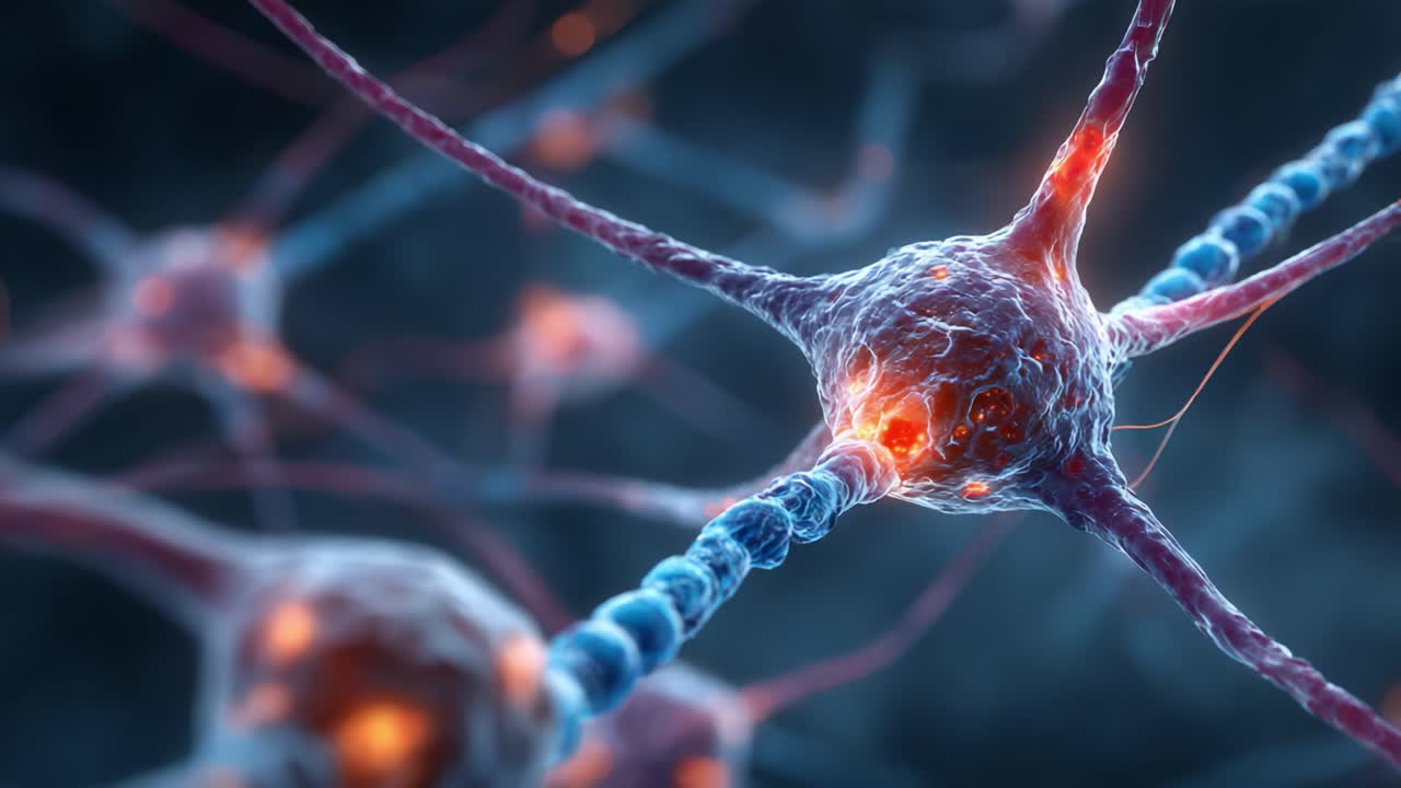 Stunning Close-Up of Neurons Displaying Electric Activity and Synaptic Connections in High-Resolution Visualization, Revealing the Complexity of Neural Networks