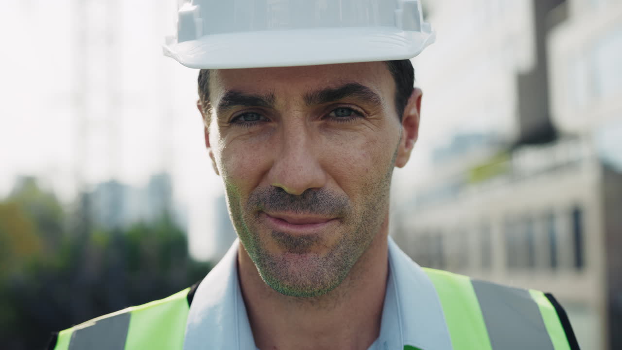 Construction worker in hard hat and safety vest