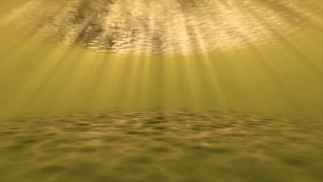 underwater ocean sandy seafloor 3d animation motion graphics reflection sun rays on sandbar visual effect background yellow gold