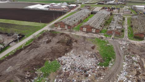 aerial view of trash near the village - drone shot