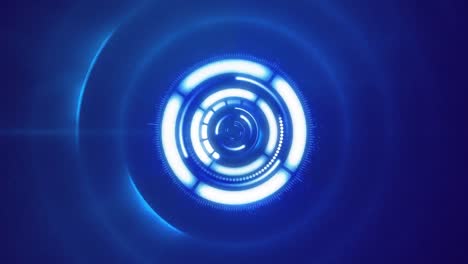 animation of multiple shiny white circles spinning on blue background