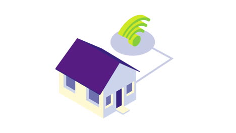 isometric illustration of a house with wireless connection