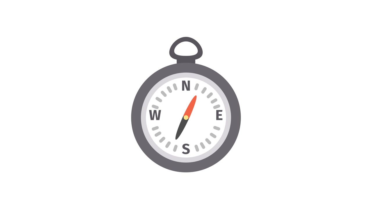 Animated Compass Showing Direction