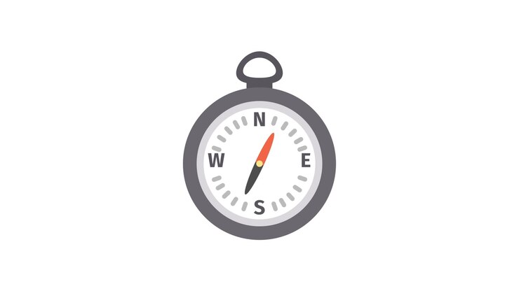 Animated Compass Showing Direction