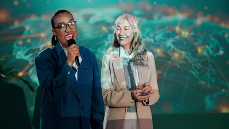 businesswomen at an award ceremony