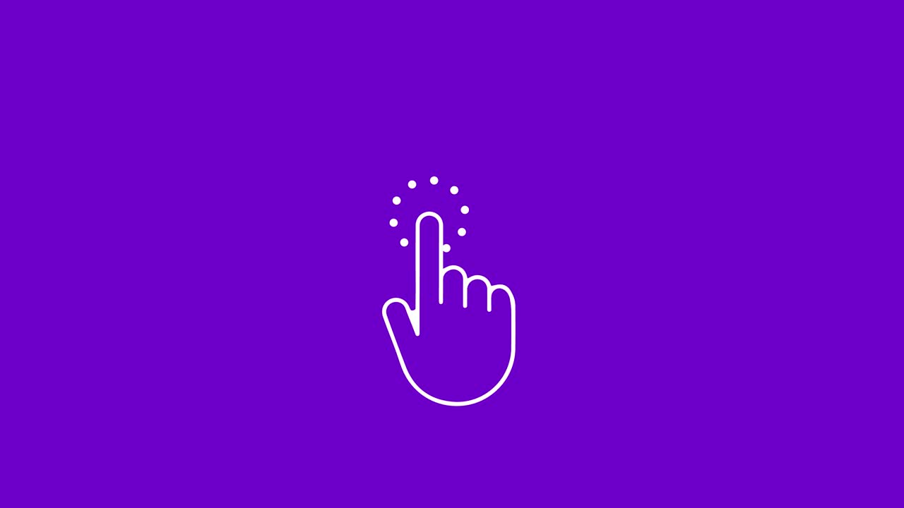 Hand touch Click icon animation with Green Screen. single blue hand click icon.