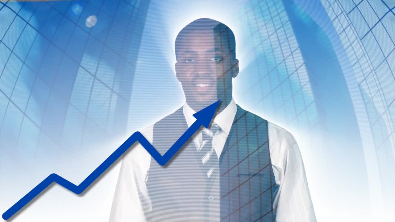 Businessman looking at a stock market