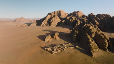 amazing desert landscape in wadi rum jordan - aerial shot