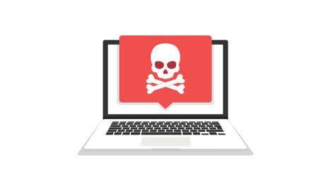 laptop with virus on the screen. loop animation. 4k resolution.