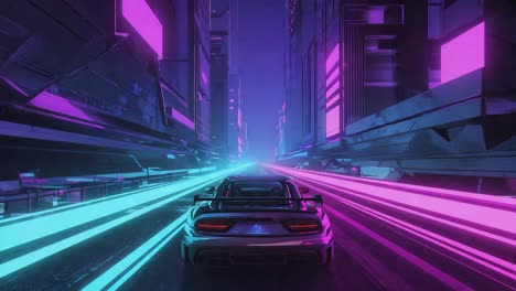 Neon Car in a Cyberpunk City
