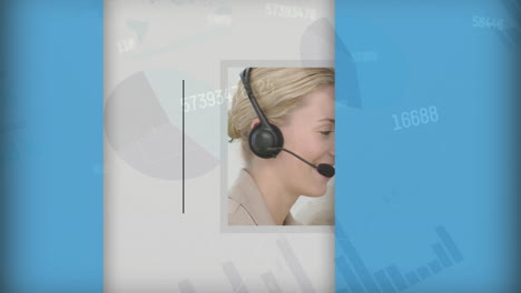 animación del procesamiento de datos sobre diversas personas de negocios en la oficina