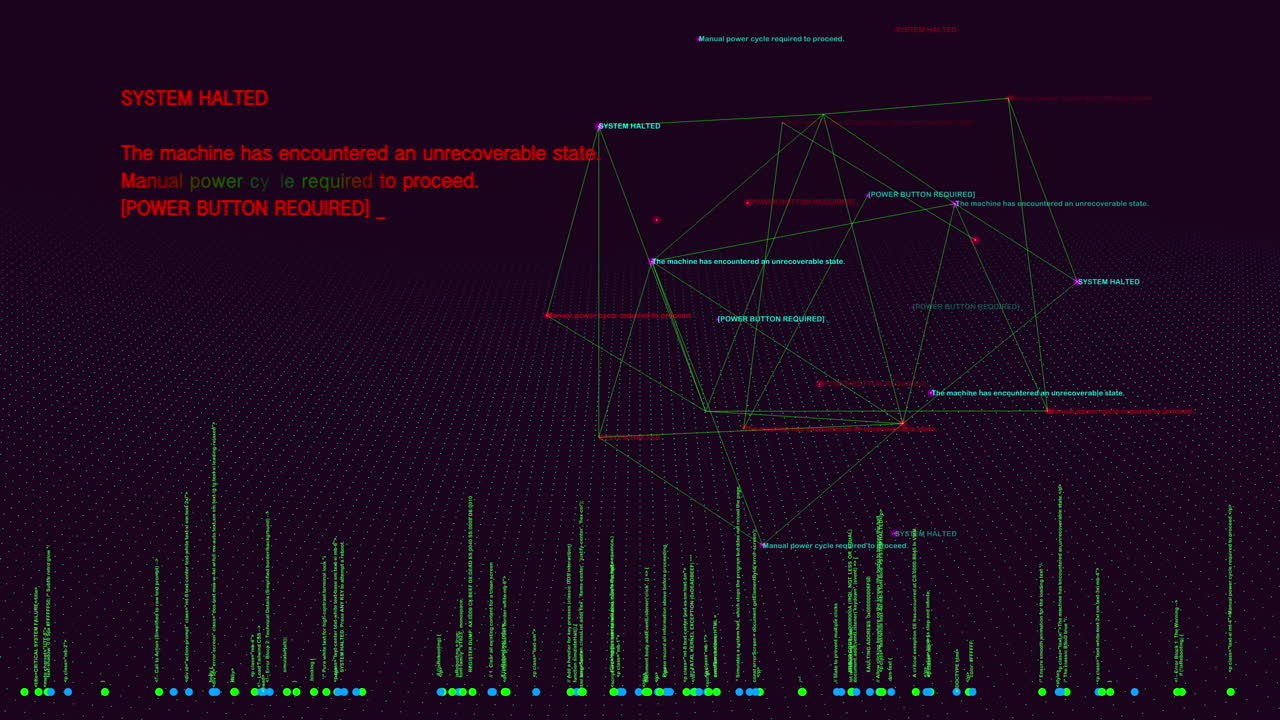 Digital bar graph screen alerts malfunction on futuristic data display