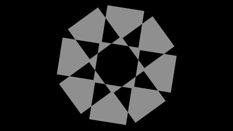 graphic object in black and white with stroboscopic and hypnotic effect, which rotates clockwise decreasing the size from full screen to disappearing in the center, in 16: 9 video format