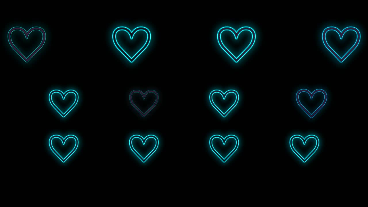 Neon blue hearts pattern