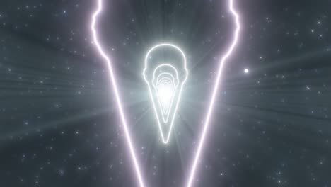 helado de verano tratamiento frío forma contorno luces de neón brillantes túnel - 4k sin costuras vj bucle de movimiento animación de fondo