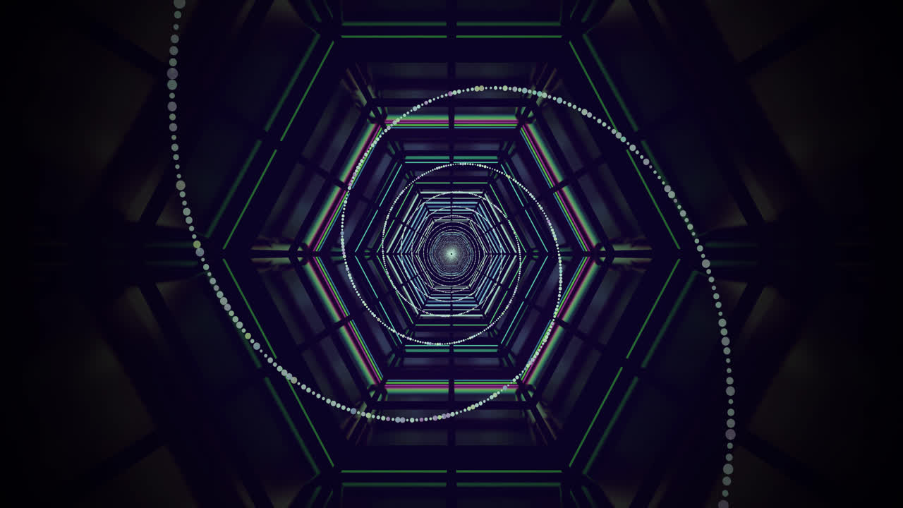 Dynamic visual effects showcase a seamless loop of vibrant colors and intricate geometric patterns, creating an immersive digital art experience that captivates viewers continuously