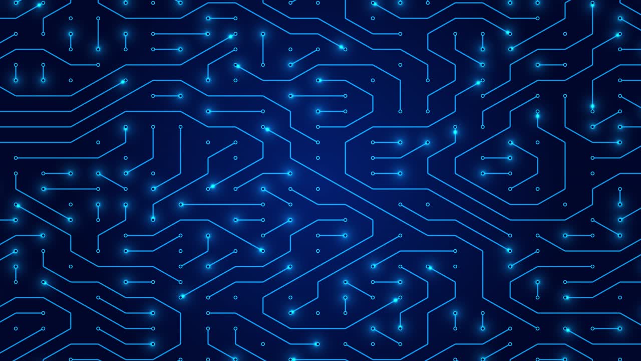 Futuristic Technology Neon Animation of CPU, GPU, and Circuit Board