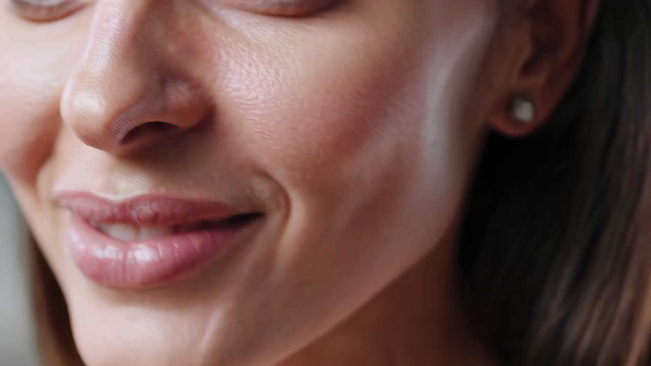 primer plano de la cara y los labios de una mujer