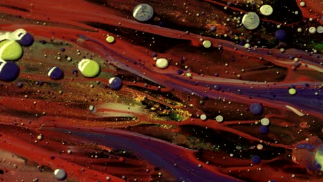 colors spreading flowing on the surface. abstract colorful paint bubbles. top view, close up. macro shooting 4k uhd video. colors in motion.