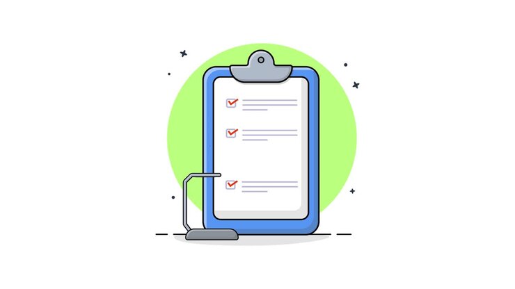 Animated Checklist with Test Tube and Pencil for Medical Research