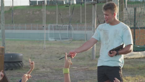 group of caucasian boys and girls at boot camp together