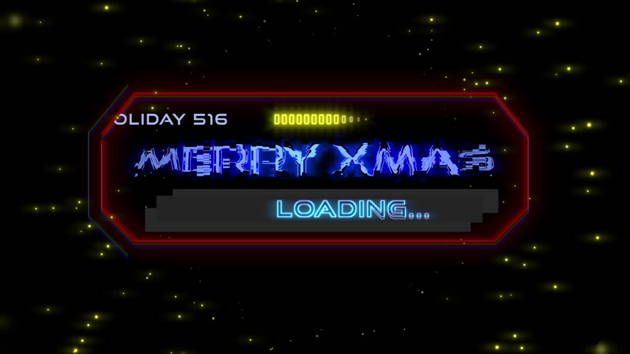 hud 요소와 네온 스크린으로 즐거운 크리스마스