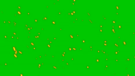 la quema de chispas rojas calientes, las brasas vuelan desde el fuego grande bucle sin costuras. pantalla verde