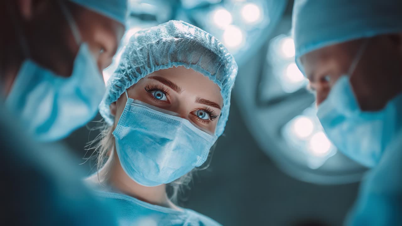 Intense Surgical Focus: A Surgeon and Team in the Operating Room Captured in Two Key Frames, Highlighting the Precision and Concentration Required During a Procedure