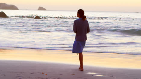 woman walking in the beach 4k