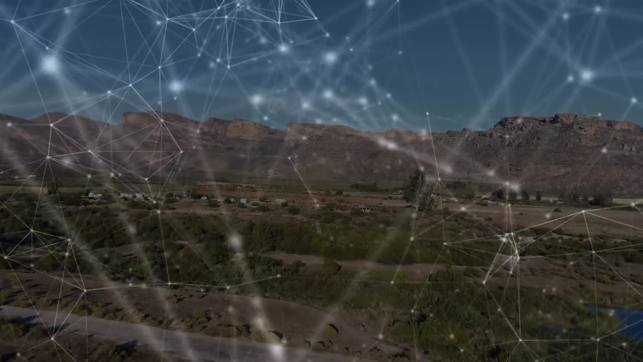 animación de redes de conexiones sobre el paisaje