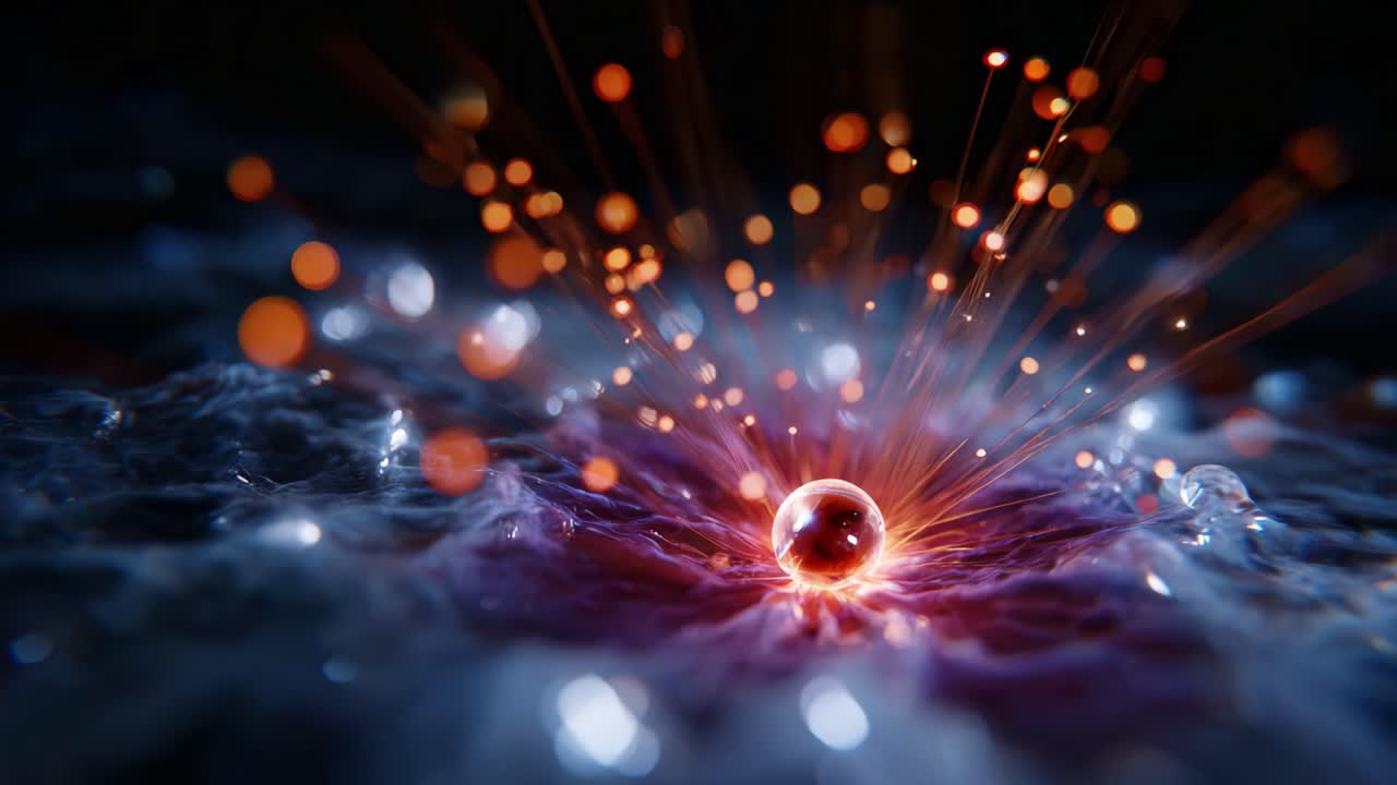 Dynamic Energy Sphere Creating Waves of Illuminating Sparks in an Abstract Environment with Vivid Light Effects and Colorful Particle Interaction