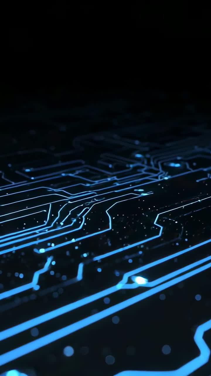 Vertical video: Sliding camera ahead on board as pathways materializing, revealing pulsating nodes