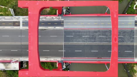 cenital view of a bridge with light traffic in barranquilla, colombia