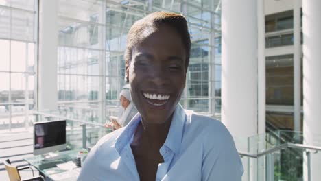 portrait of businesswoman in modern office building