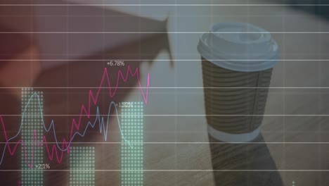 Animation-of-multiple-graphs-with-changing-numbers-over-coffee-cup-on-desk