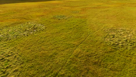 Aerial-revealing-shot-of-tourists-admiring-the-Seljalandsfoss-waterfall-during-sunset