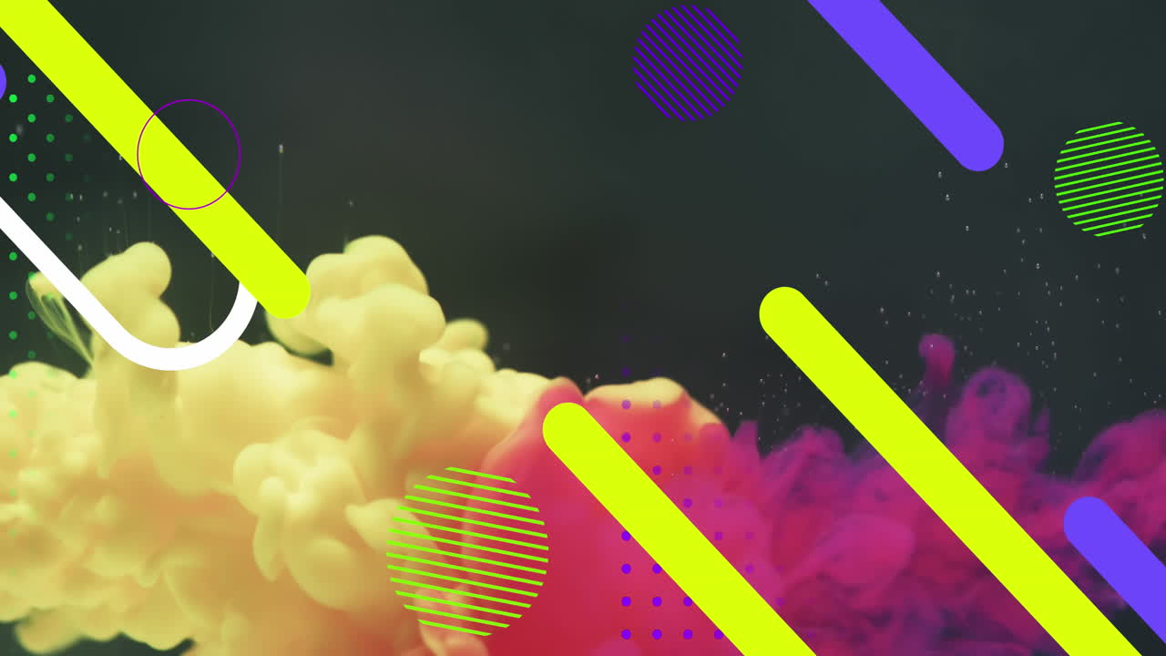 animación de formas en movimiento y nubes sobre fondo negro