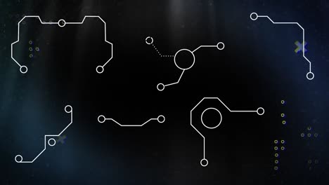 animation of white connections with data processing and white dots on black background