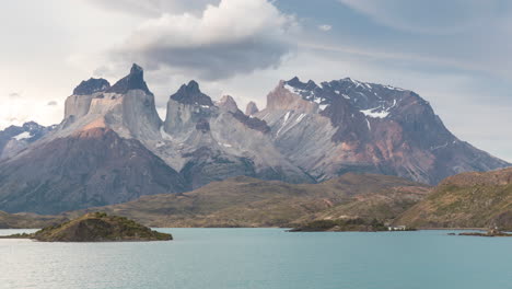 time lapse of the cuernos del paine in torres del paine national park, patagonia, chile.