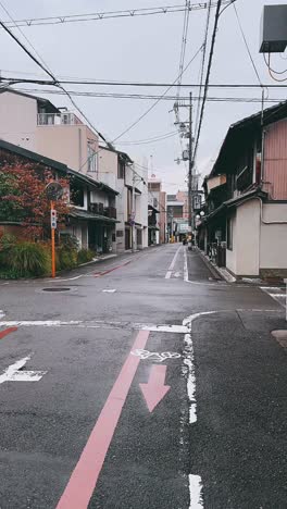 rainy day street scene in a japanese town