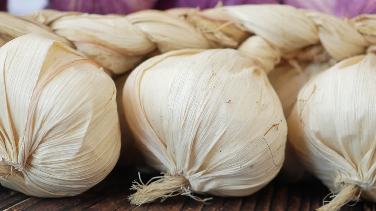 신선한 마늘 질의 클로즈업