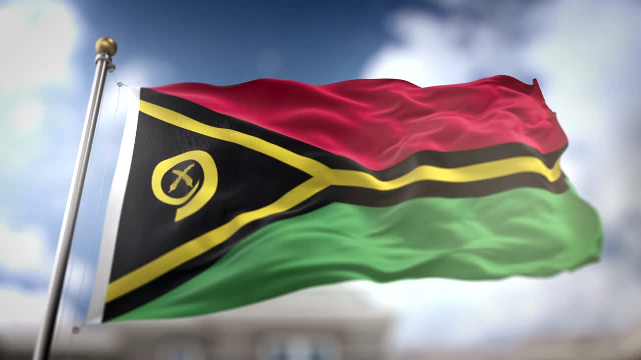 바누아투 발을 흔들고 있는 느린 동작 3d 렌더링 파란 하늘 배경 - 원활한 루프 4k